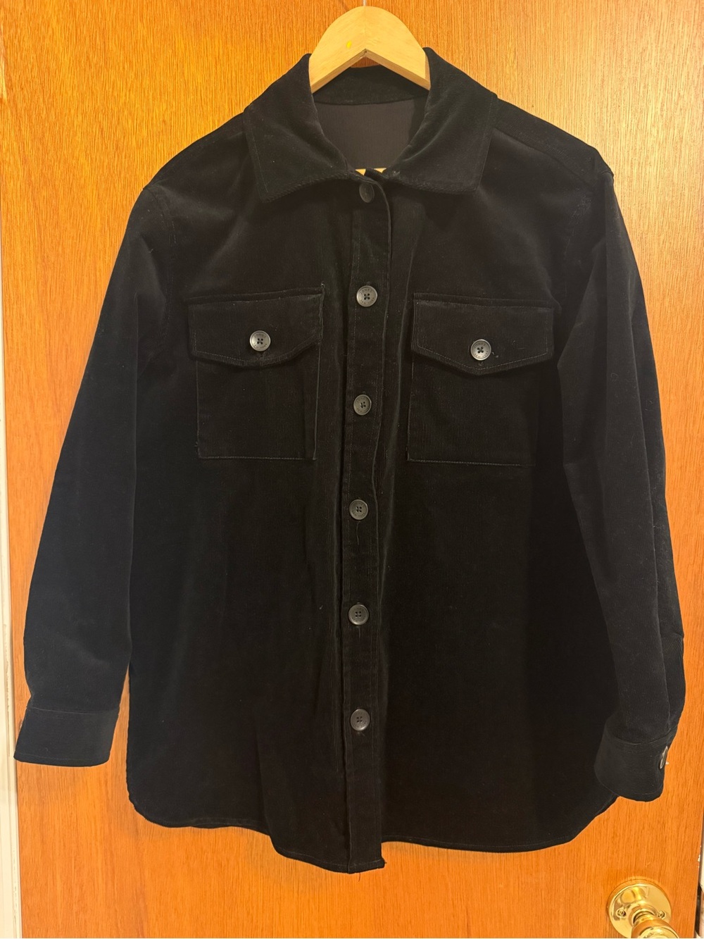 Classic Black Women’s Button-Up Corduroy Jacket